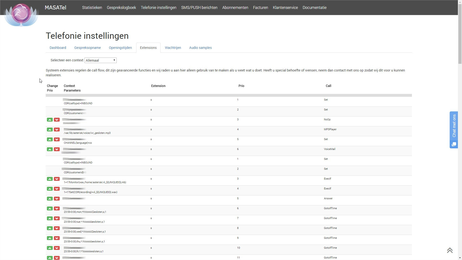 MASATel geavanceerde telefonie configuratie